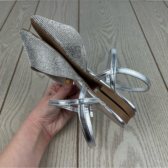 Journee Collection Nysha Formal Glitter Gem Material Flats 7.5 Silver $100 - Picture 4 of 8